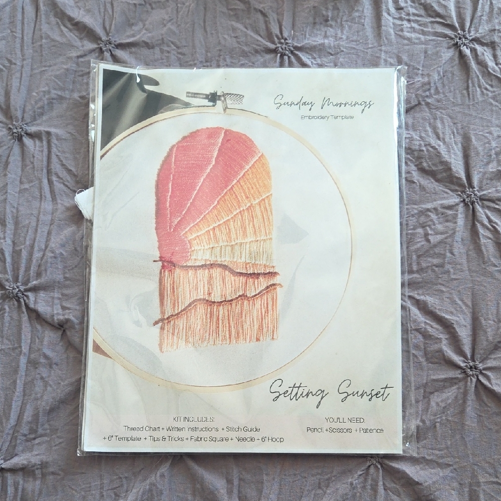 Embroidery Template - Setting Sunset in Pink and Cream